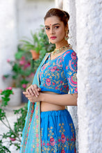 Load image into Gallery viewer, Statuesque Refined Sky Blue Velvet Sequence Embroidered Work With Pleasing Lehenga Choli