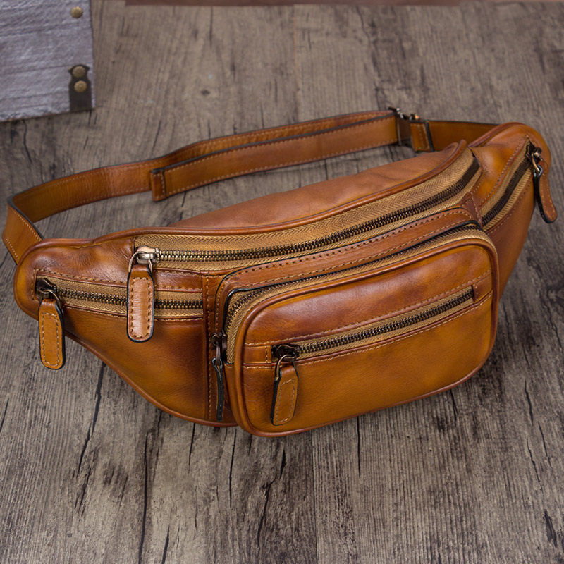 brown leather fanny pack