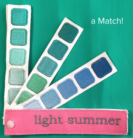 indigo tones light summer green swatch book match example