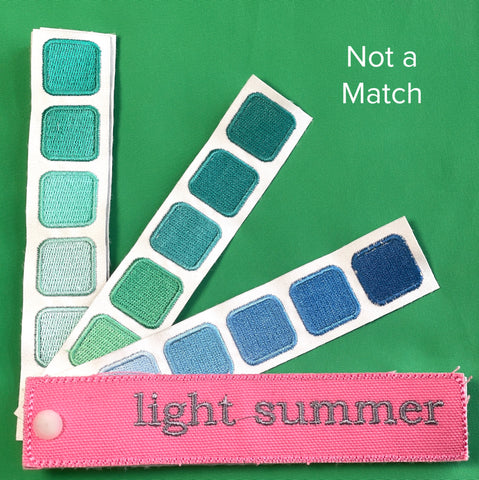 indigo tones light summer green swatch match example