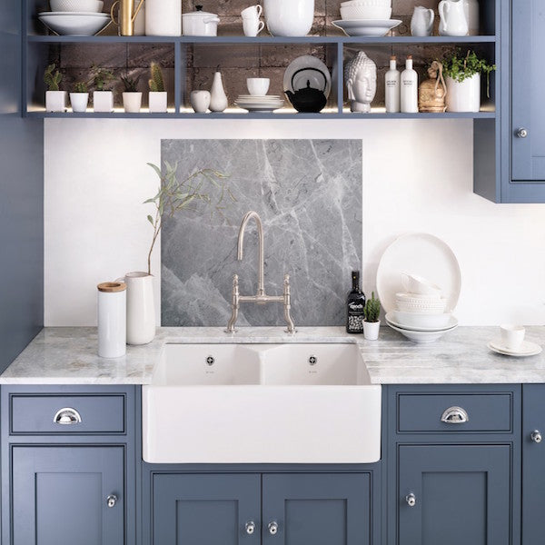 House Beautiful Pietra Grey Glass Kitchen Splashback 600mm x 750mm