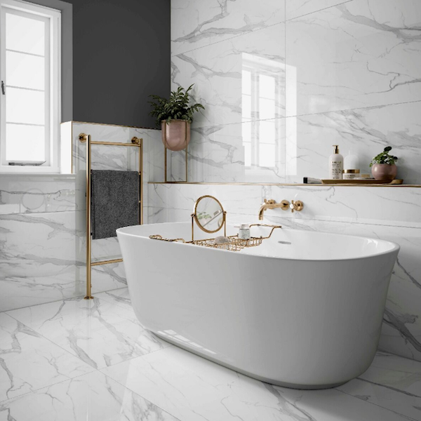 Carrara Marble Effect Polished Porcelain Wall And Floor Tiles 120x60cm