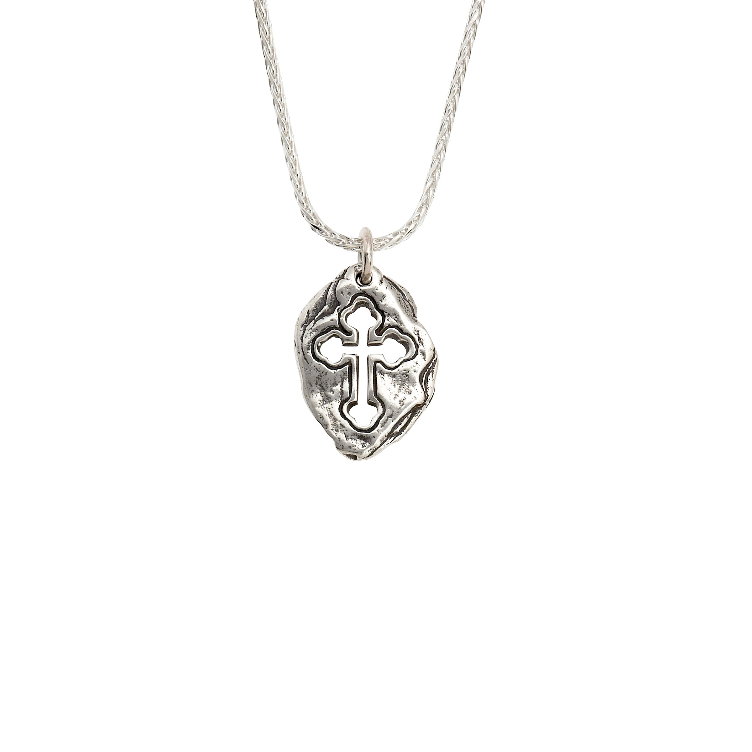 Fishers of Men Sculpted Cross Pendant in Sterling Silver and