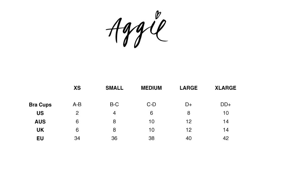 Size Chart Aggie Swimwear