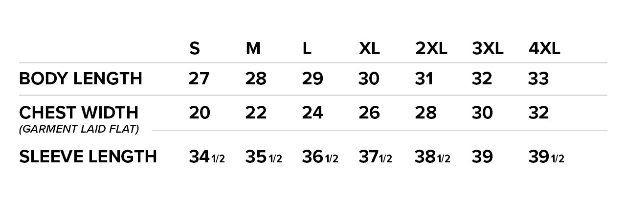 Jerzees Nublend sizing chart