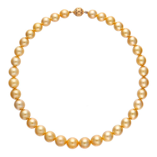 Collar de perlas color oro, del Mar del Sur