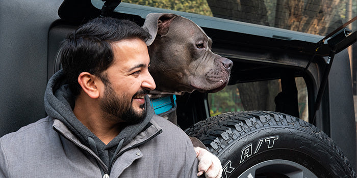 A human out with his dog