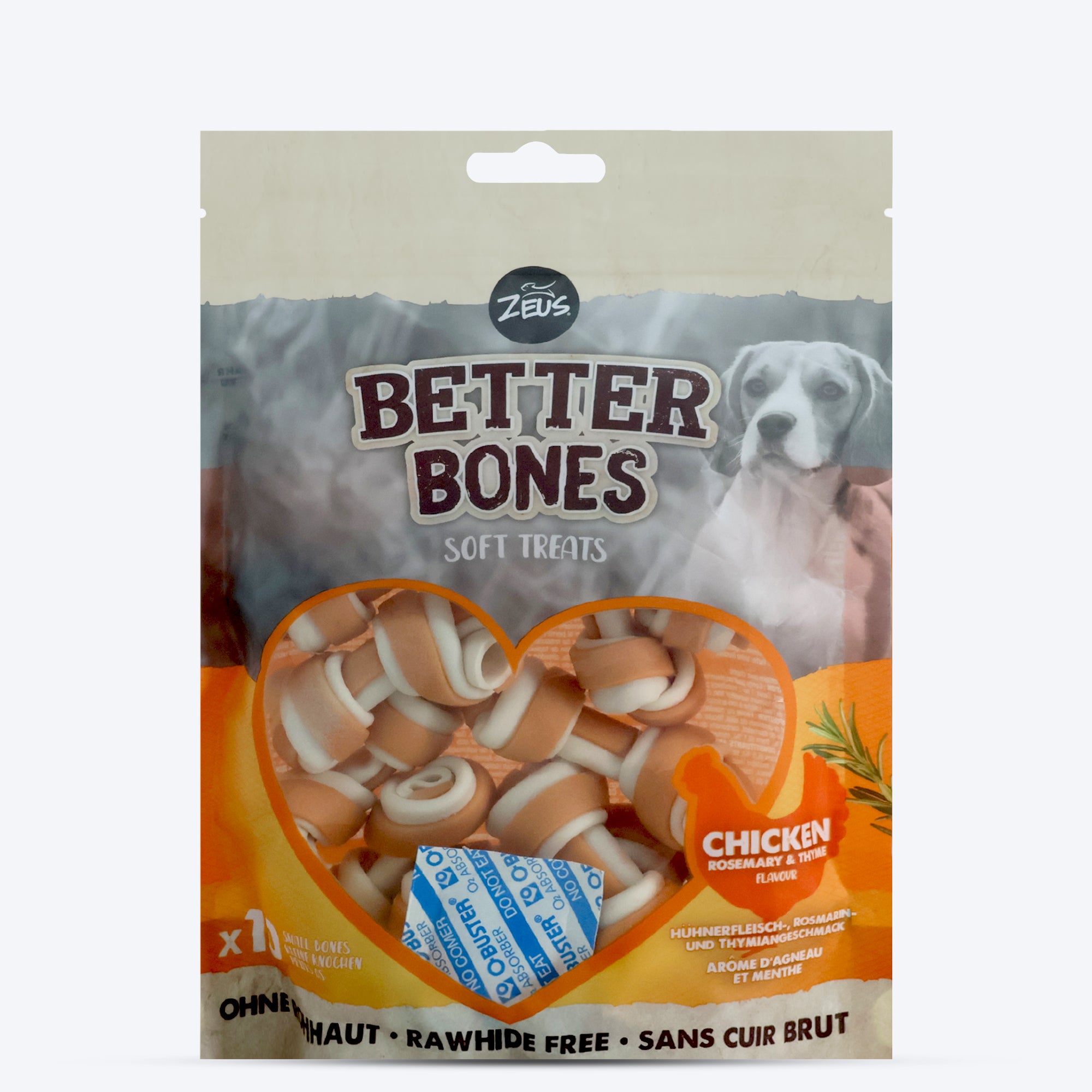 

Zeus Better Bones Chicken Rosemary & Thyme Soft Treat For Dogs - 219 gm (10 pcs)
