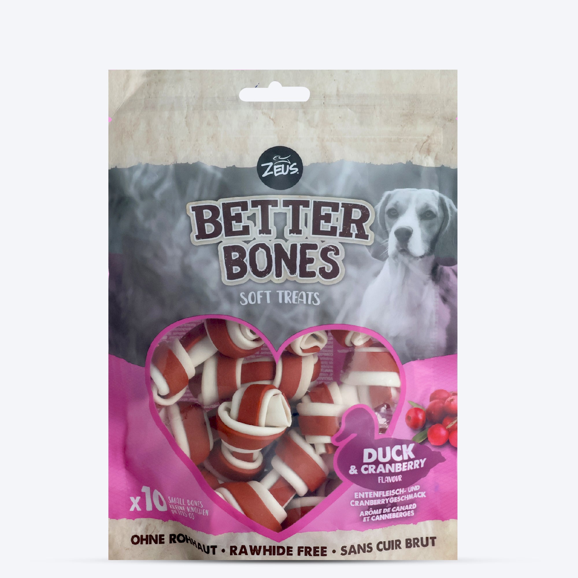 

Zeus Better Bones Duck & Cranberry Soft Treat For Dogs - 219 gm (10 pcs)