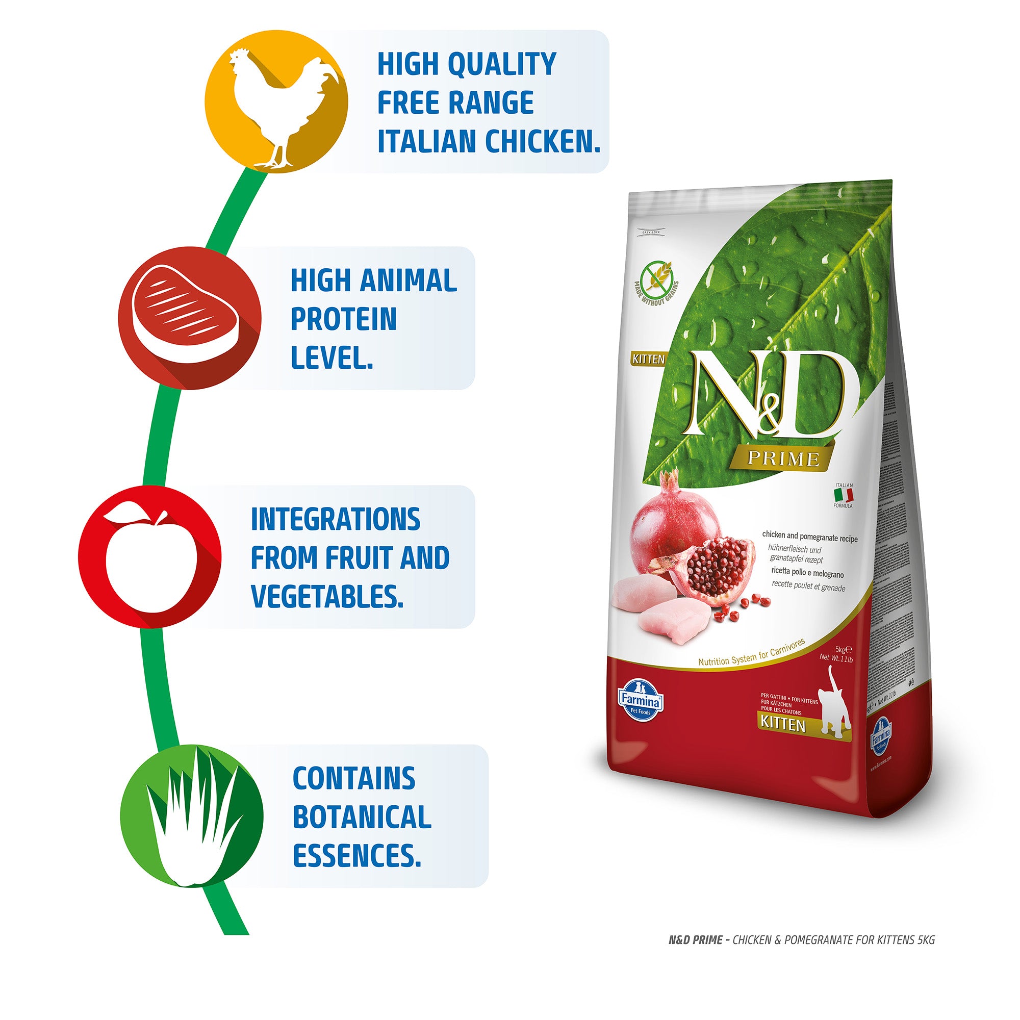 

Farmina N&D Chicken & Pomegranate Grain Free Dry Kitten Food