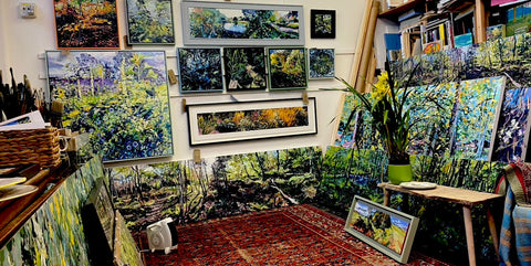 Ian Mowforth's studio full of vibrant paintings