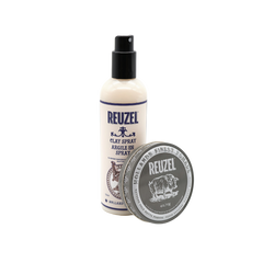 reuzel holiday gift guide tinsel town featuring clay spray and concrete pomade