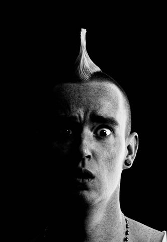 Man with a tall pointed mohawk