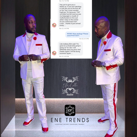 ENE Trends White red business party mens 2 piece suit