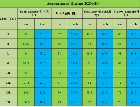 size chart ENE Trends Wooled Style coat