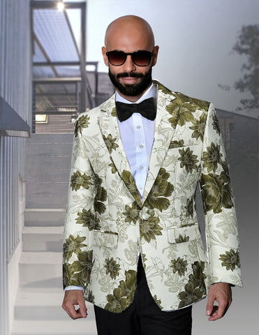 White Green Dark Blazer Mens ENE Trends Prom Party Wedding Suit Top