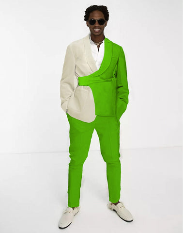 E.McCalla Mens Suits ENE trends Lime green split design for party prom fashion