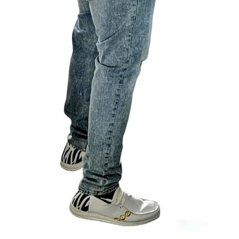 Canvas Shoes - man wearing polo-shirt-custom belt-chain