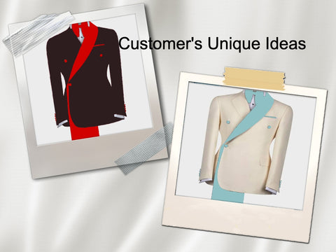 customer suit creations tailored modifications ENETrends Red Black Teal ivory White beige