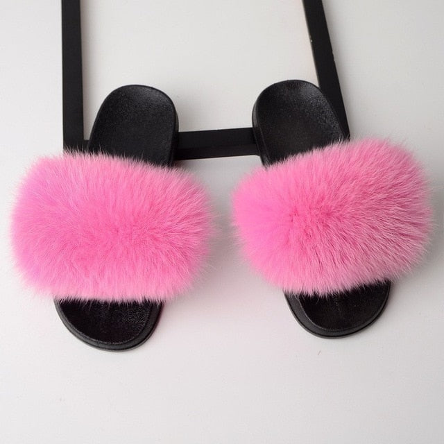 pink fur flip flops