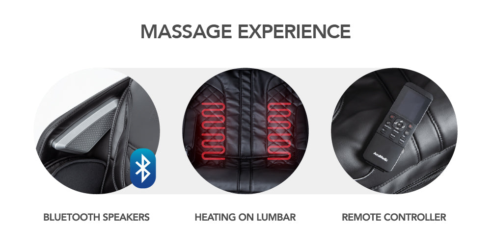 AmaMedic 3D Prestige Massage Chair - Bluetooth Speaker, Heating on Lumbar, Easy Remote Control