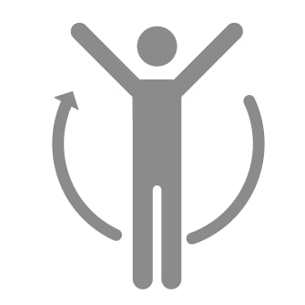 a person with arms up and arrows