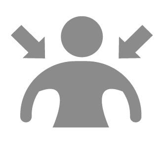 a grey icon with arrows pointing to a person