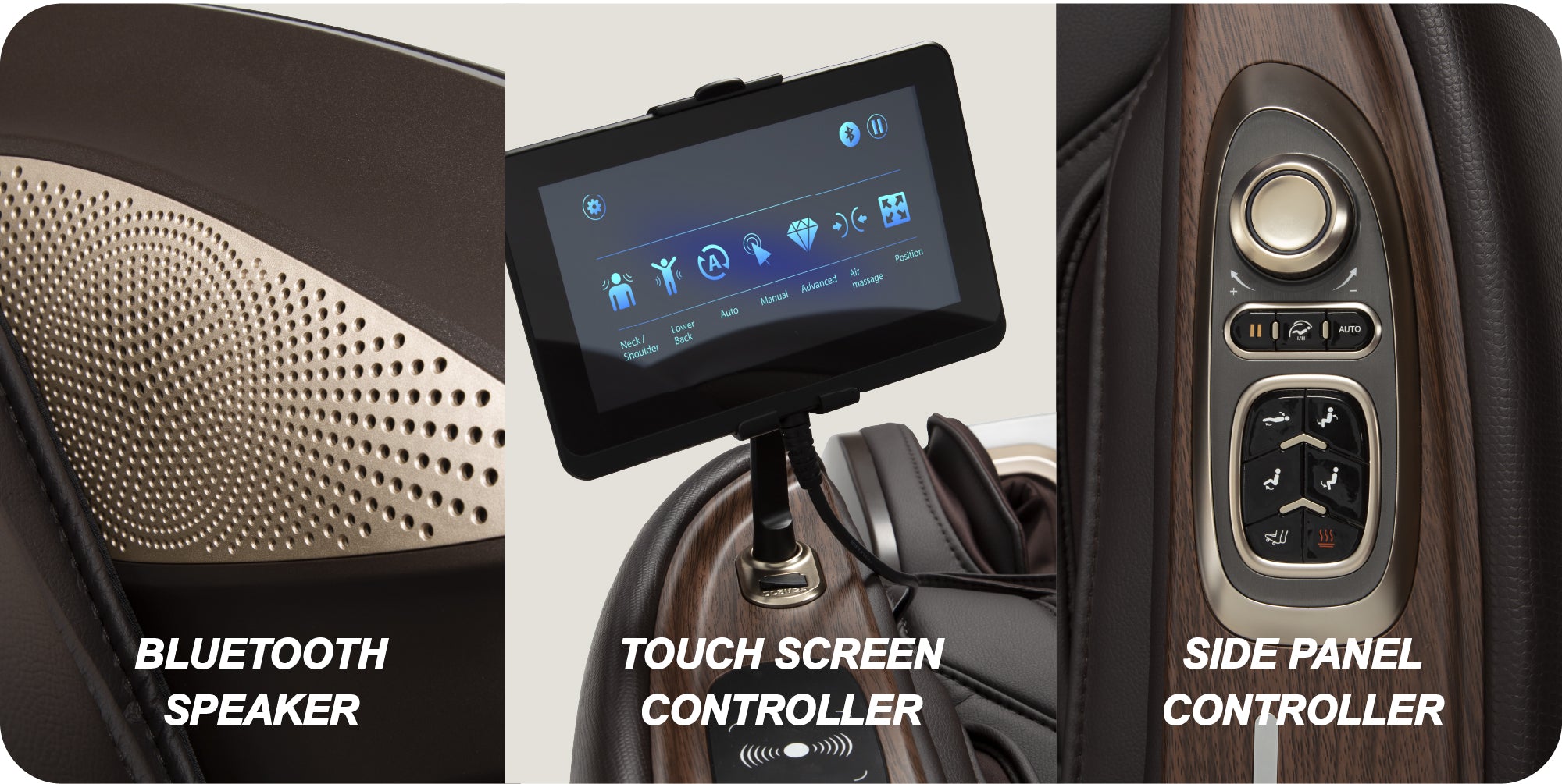bluetooth speaker, touch screen controller, side panel controller