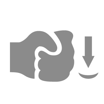 a grey icon of a hand holding a thumb up