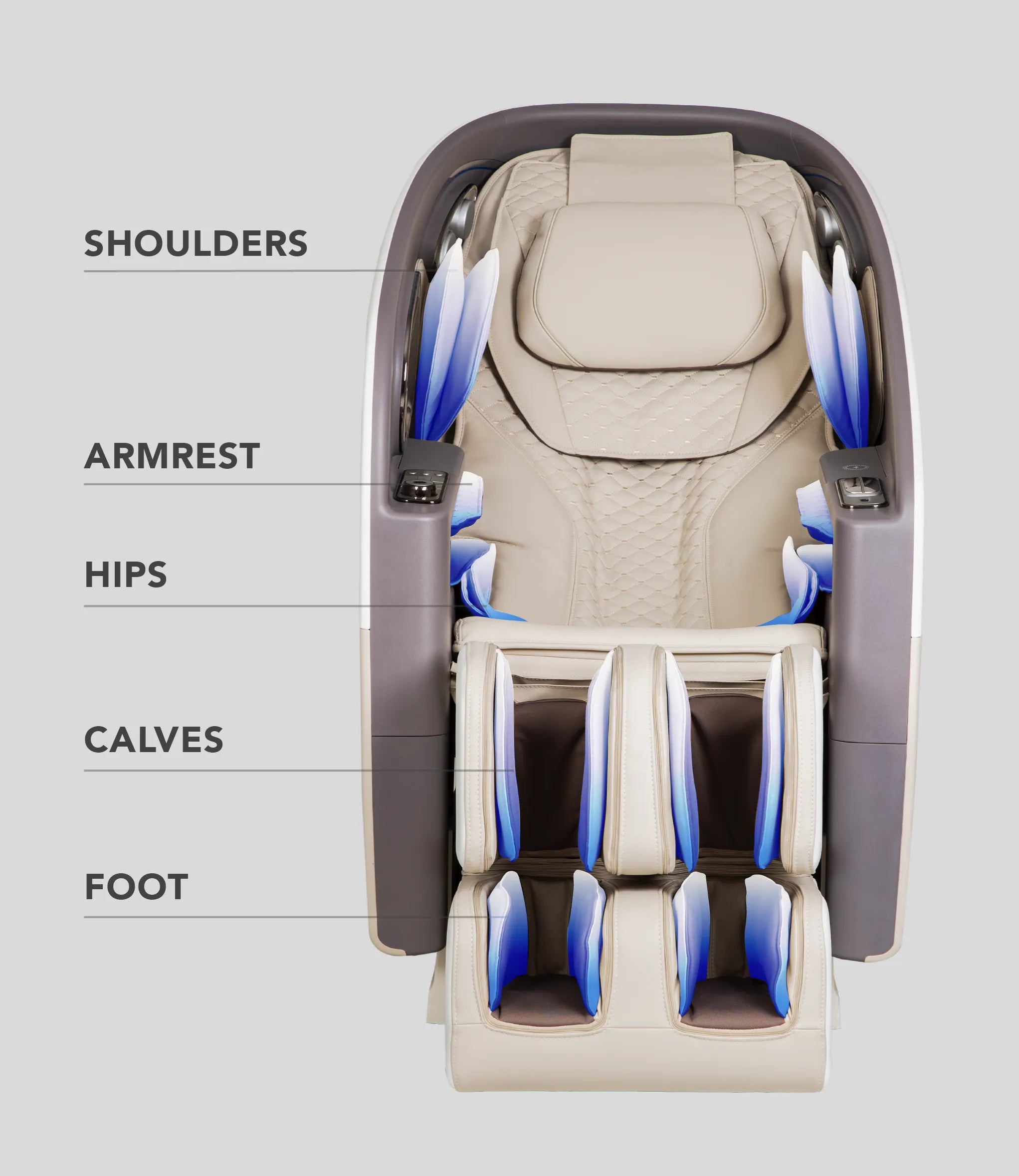 a massage chair with labels