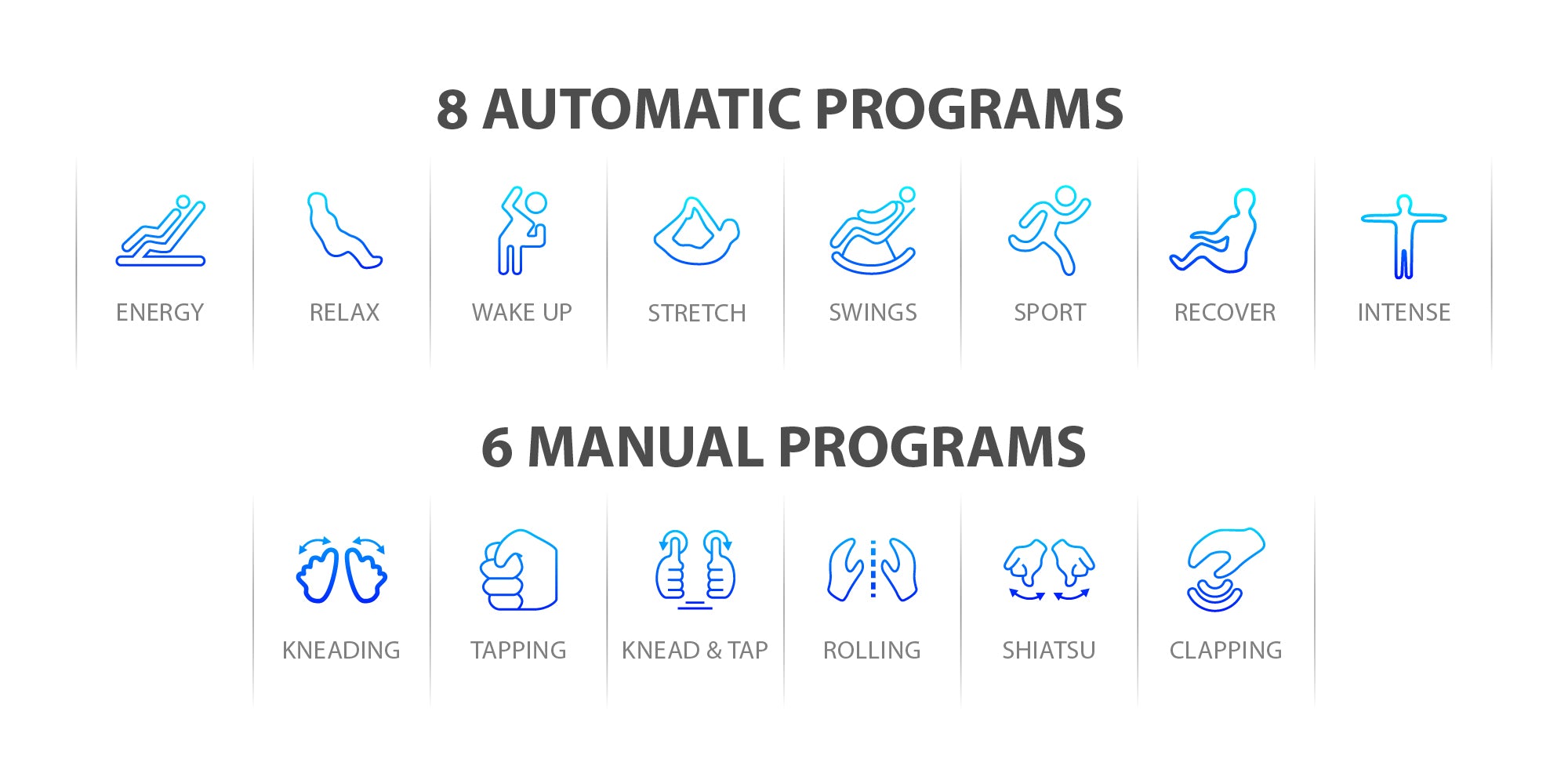 8 automatic programs and 6 manual programs