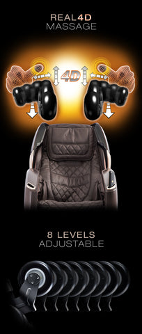 4D Massage & 8 Levels Adjustable