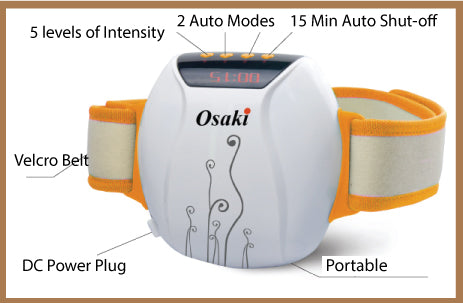 OS-K01 Belt Massager - &nbsp;5 levels of intensity, 2 auto modes, 15 min auto shut off