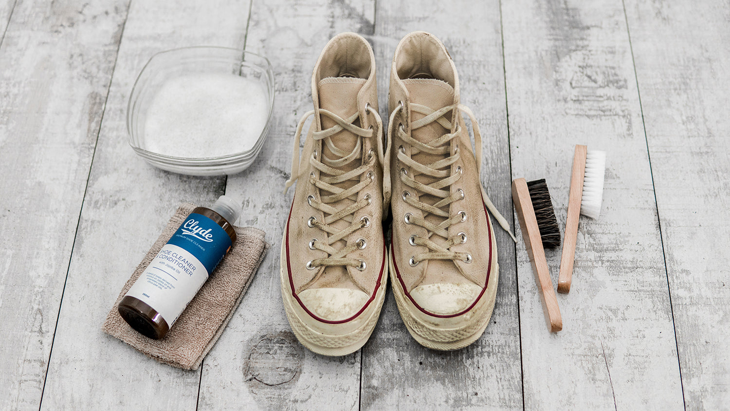 plan hjul Demonstrere How To Clean: CANVASS (Converse 70 High "Off-White") – Clyde Premium Shoe  Cleaner
