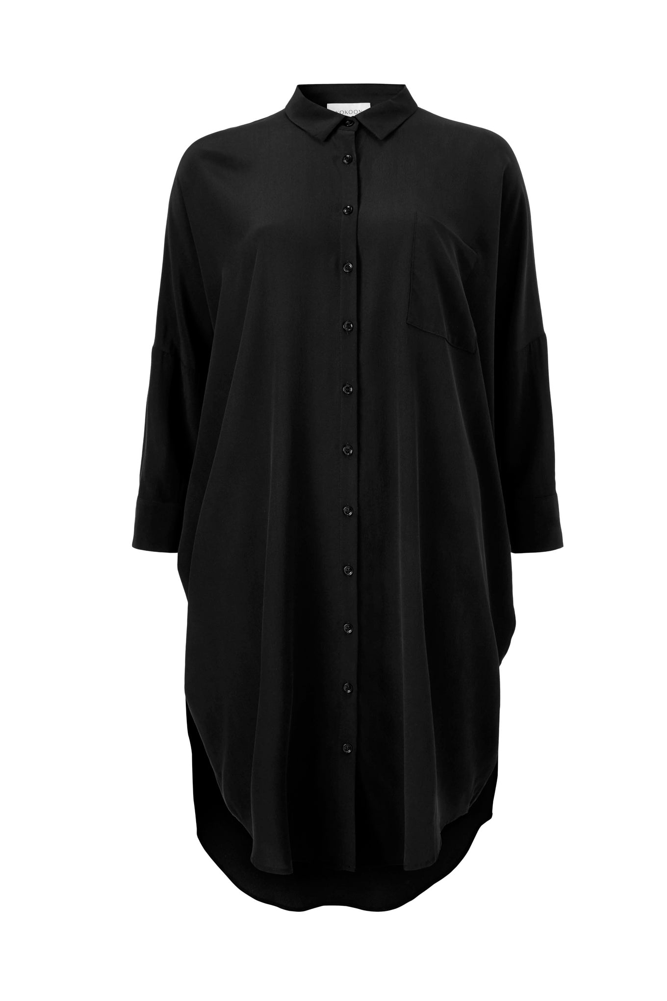 OVERSIZE SHIRT DRESS - BLACK – Kokoon