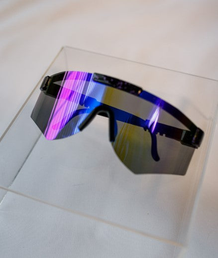 Black Sport w/ Blue Lens Front - Sunglasses Porch Boutique