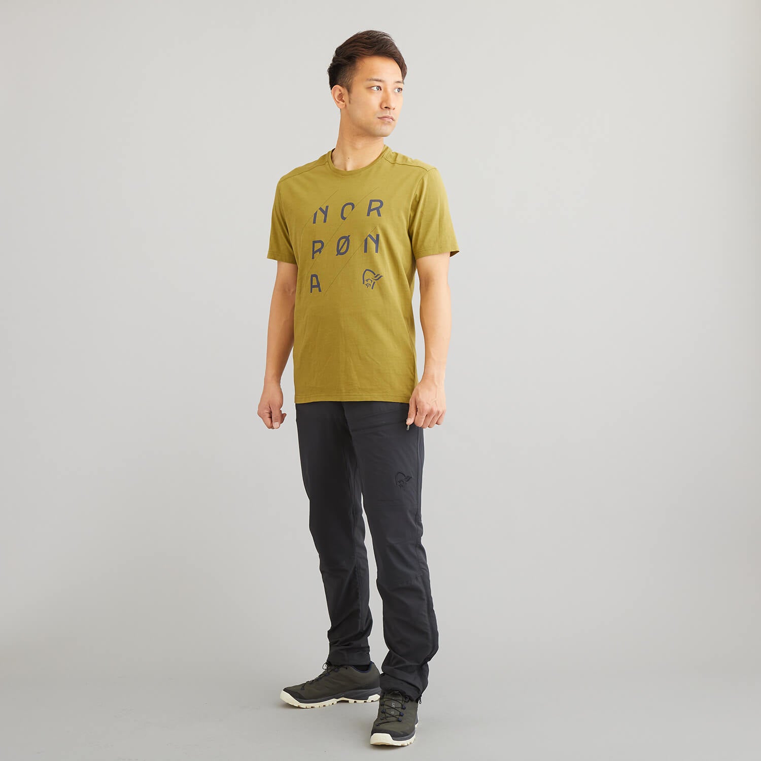 NORRONA（ノローナ）/29コットン スラントロゴTシャツ/カーキ/MENS