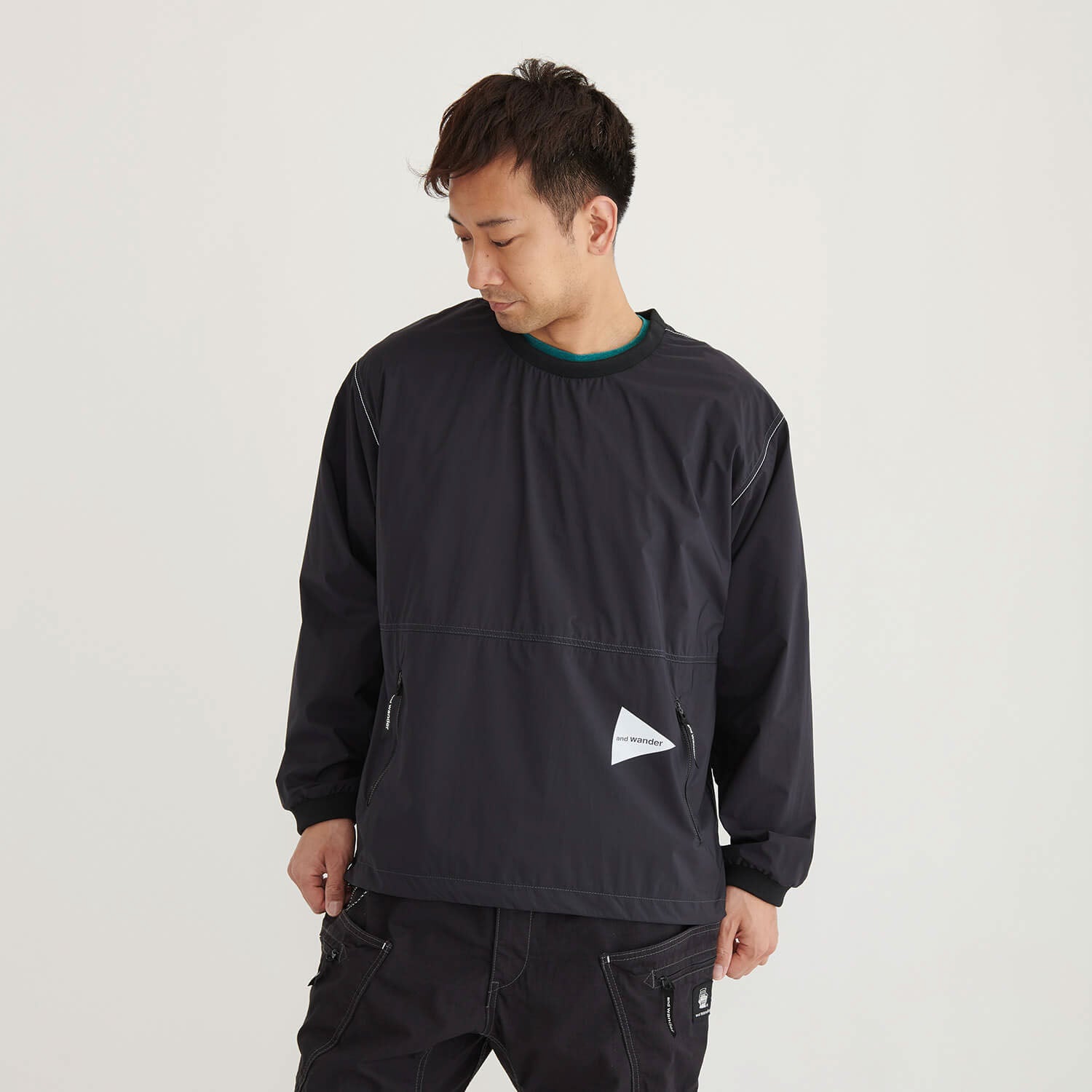 【and wander】PERTEX wind long sleeve Tネイビーサイズ3＝L