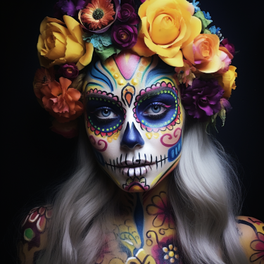 maquillage tête de mort mexicaine colorée