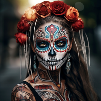 maquillage tête de mort crâne mexicain fille