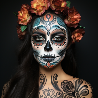 maquillage tête de mort crâne mexicain noir