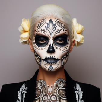 maquillage tête de mort mexicaine blanc