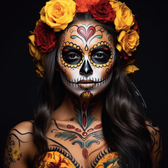 maquillage tête de mort mexicaine coeur