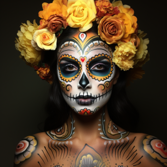 maquillage tête de mort mexicaine multicolore