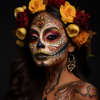 maquillage tête de mort mexicaine fleurie