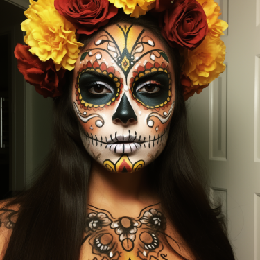 maquillage tête de mort mexicaine fleur