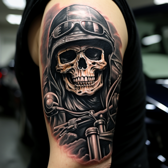 tatouage tête de mort biker