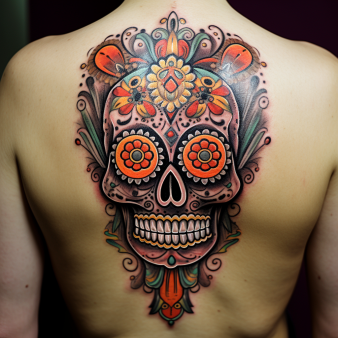 tatouage tête de mort mexcaine