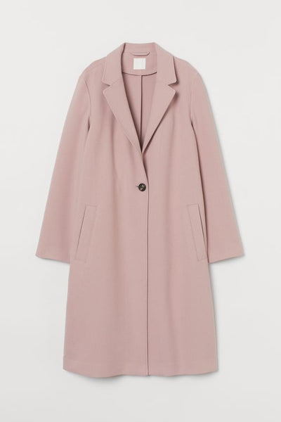 Pale Pink Single-Breasted Button Coat - H&M