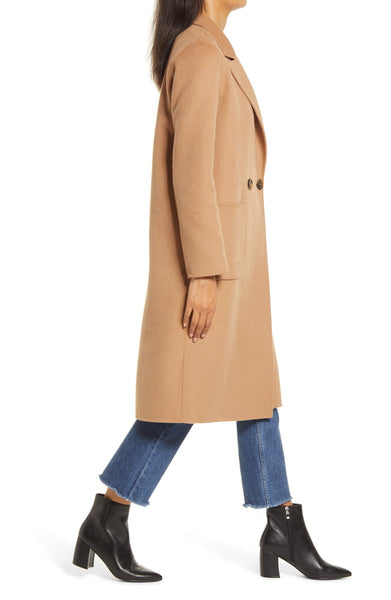 Tan Camel Double Face Wool Coat- HALOGEN